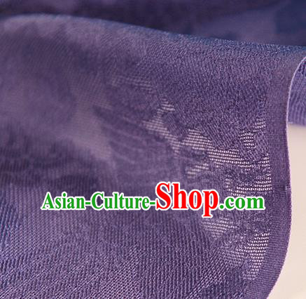 Traditional Chinese Classical Phoenix Flowers Pattern Purple Silk Fabric Ancient Hanfu Dress Silk Cloth