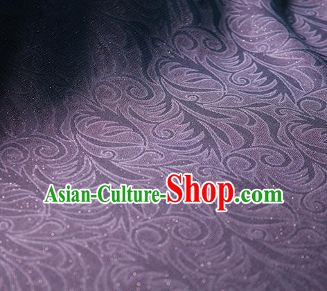 Traditional Chinese Classical Ombre Flowers Pattern Purple Silk Fabric Ancient Hanfu Dress Silk Cloth