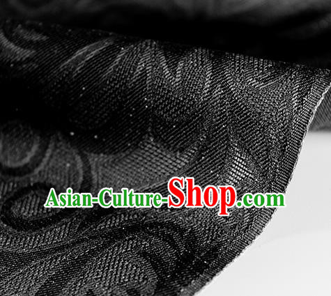 Traditional Chinese Classical Ombre Flowers Pattern Black Silk Fabric Ancient Hanfu Dress Silk Cloth