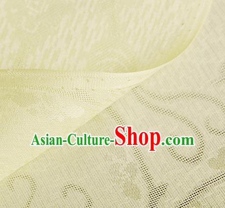 Traditional Chinese Classical Plum Blossom Pattern Yellow Silk Fabric Ancient Hanfu Dress Silk Cloth