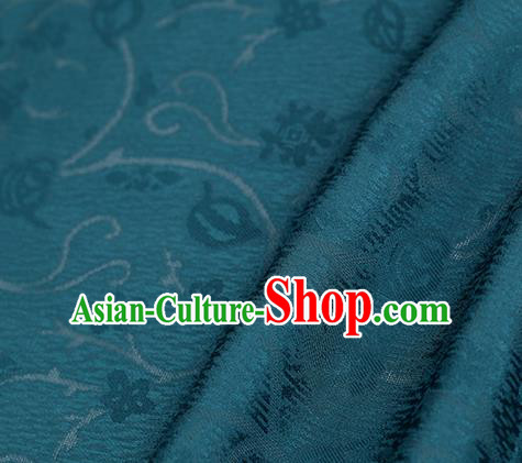 Traditional Chinese Classical Plum Blossom Pattern Peacock Green Silk Fabric Ancient Hanfu Dress Silk Cloth