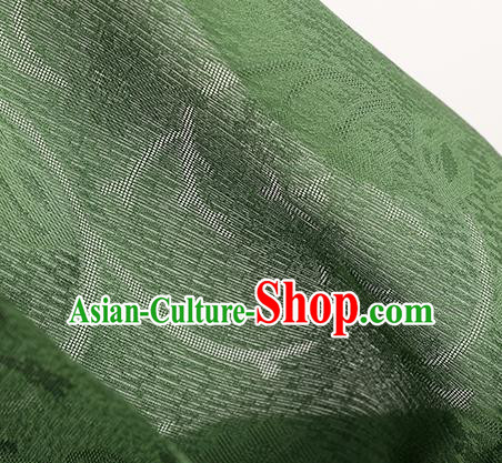 Traditional Chinese Classical Plum Blossom Pattern Deep Green Silk Fabric Ancient Hanfu Dress Silk Cloth