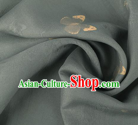 Traditional Chinese Classical Butterfly Pattern Olive Green Silk Fabric Ancient Hanfu Dress Silk Cloth