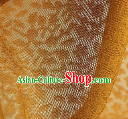 Traditional Chinese Classical Twine Pattern Yellow Silk Fabric Ancient Hanfu Dress Silk Cloth