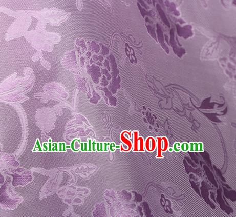 Traditional Chinese Classical Twine Peony Pattern Purple Silk Fabric Ancient Hanfu Dress Silk Cloth