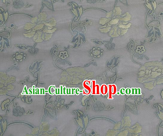 Traditional Chinese Classical Twine Peony Pattern Lilac Silk Fabric Ancient Hanfu Dress Silk Cloth