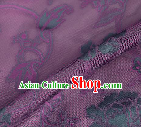 Traditional Chinese Classical Twine Peony Pattern Purple Silk Fabric Ancient Hanfu Dress Silk Cloth