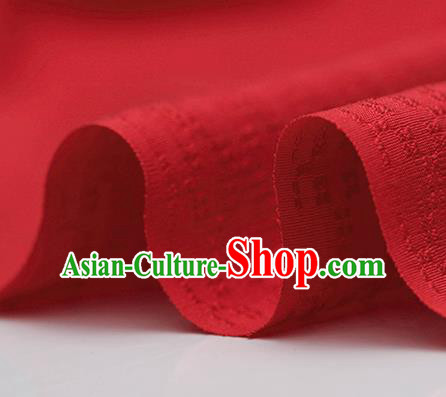 Traditional Chinese Classical Rhombus Pattern Red Silk Fabric Ancient Hanfu Dress Silk Cloth