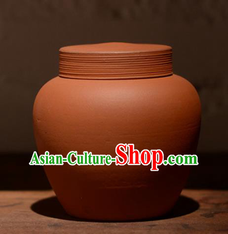 Traditional Chinese Handmade Zisha Tea Caddy Ashtray Red Clay Pottery Artware Tea Canister