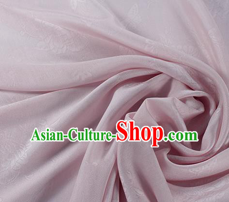 Traditional Chinese Classical Peony Butterfly Pattern Pink Silk Fabric Ancient Hanfu Dress Silk Cloth