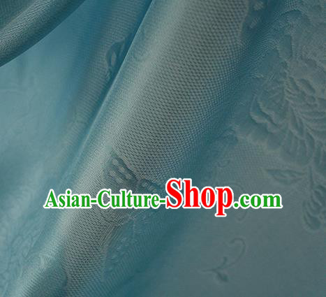 Traditional Chinese Classical Peony Butterfly Pattern Green Silk Fabric Ancient Hanfu Dress Silk Cloth