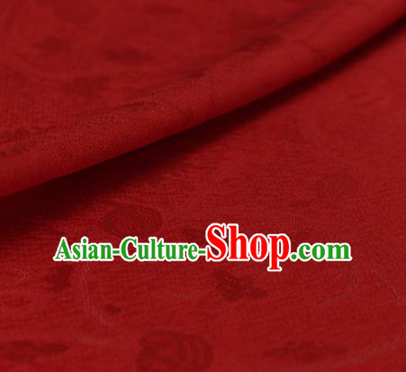 Traditional Chinese Classical Plum Blossom Pattern Red Silk Fabric Ancient Hanfu Dress Silk Cloth