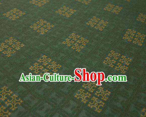 Traditional Chinese Classical Square Pattern Green Silk Fabric Ancient Hanfu Dress Silk Cloth