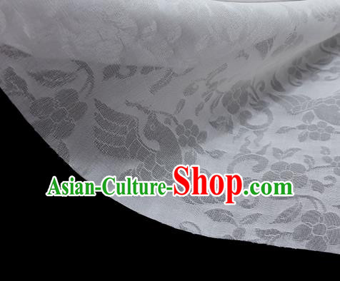 Traditional Chinese Classical Flower Birds Pattern Design White Silk Fabric Ancient Hanfu Dress Silk Cloth