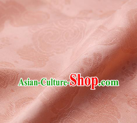 Traditional Chinese Classical Auspicious Cloud Pattern Design Pink Silk Fabric Ancient Hanfu Dress Silk Cloth