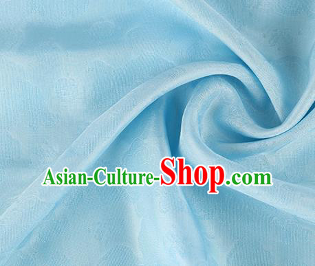 Traditional Chinese Classical Auspicious Cloud Pattern Design Light Blue Silk Fabric Ancient Hanfu Dress Silk Cloth