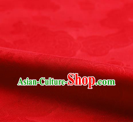 Traditional Chinese Classical Auspicious Cloud Pattern Design Red Silk Fabric Ancient Hanfu Dress Silk Cloth