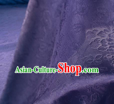 Traditional Chinese Classical Peony Flowers Pattern Design Purple Silk Fabric Ancient Hanfu Dress Silk Cloth