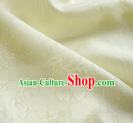 Traditional Chinese Classical Peony Flowers Pattern Design Light Yellow Silk Fabric Ancient Hanfu Dress Silk Cloth