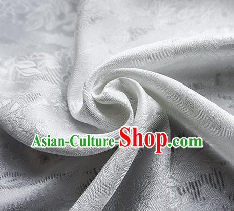 Traditional Chinese Classical Cirrus Flowers Pattern Design White Silk Fabric Ancient Hanfu Dress Silk Cloth