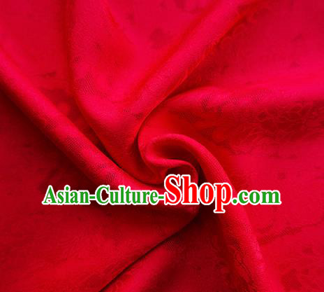 Traditional Chinese Classical Cirrus Flowers Pattern Design Red Silk Fabric Ancient Hanfu Dress Silk Cloth