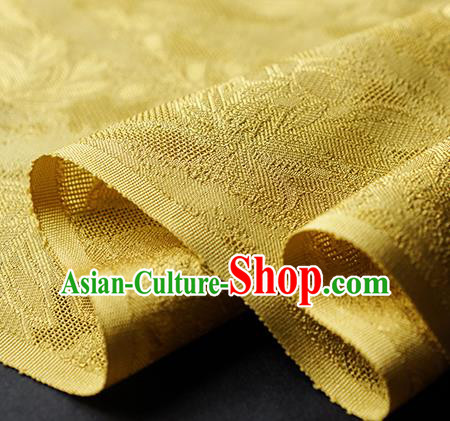 Traditional Chinese Classical Cirrus Flowers Pattern Design Yellow Silk Fabric Ancient Hanfu Dress Silk Cloth