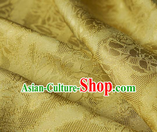 Traditional Chinese Classical Cirrus Flowers Pattern Design Yellow Silk Fabric Ancient Hanfu Dress Silk Cloth