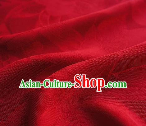 Traditional Chinese Classical Lily Flowers Pattern Design Red Silk Fabric Ancient Hanfu Dress Silk Cloth