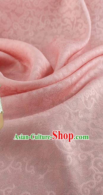 Traditional Chinese Classical Crpress Vine Pattern Design Pink Silk Fabric Ancient Hanfu Dress Silk Cloth