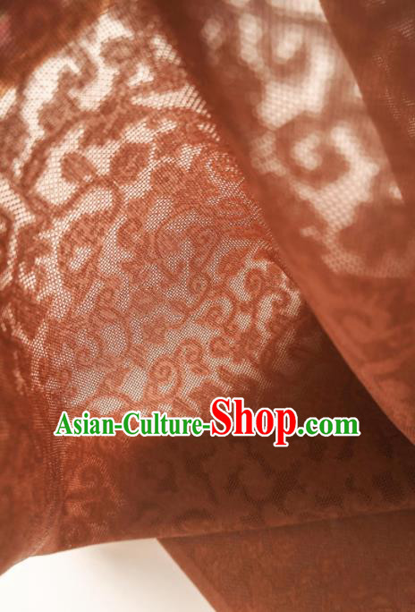 Traditional Chinese Classical Crpress Vine Pattern Design Brown Silk Fabric Ancient Hanfu Dress Silk Cloth