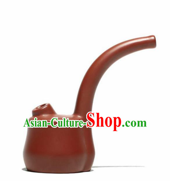 Traditional Chinese Handmade Zisha Tobacco Pipe Ashtray Red Clay Pottery Artware