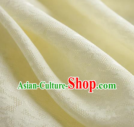 Traditional Chinese Classical Apricot Flowers Pattern Design Light Yellow Silk Fabric Ancient Hanfu Dress Silk Cloth