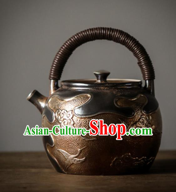 Traditional Chinese Handmade Kung Fu Zisha Teapot Brown Enameled Clay Pottery Teapot