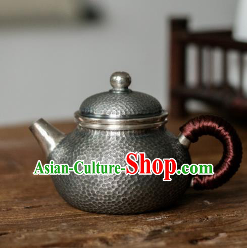 Traditional Chinese Handmade Kung Fu Teapot Silver Carving Tea Kettle