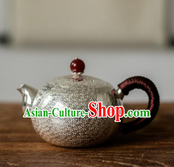 Traditional Chinese Handmade Kung Fu Teapot Silver Agate Tea Kettle