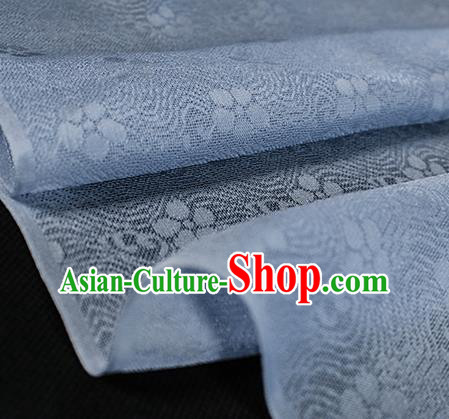 Traditional Chinese Light Blue Silk Fabric Classical Plum Blossom Pattern Silk Cloth