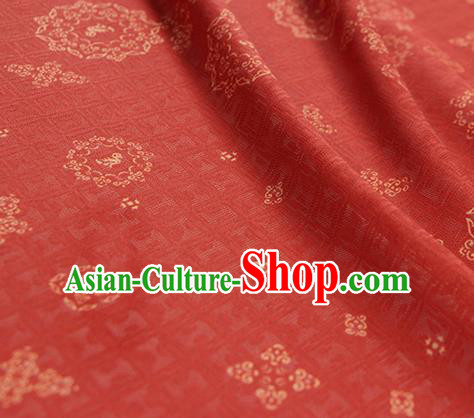 Traditional Chinese Classical Rosette Pattern Red Silk Fabric Ancient Hanfu Silk Cloth