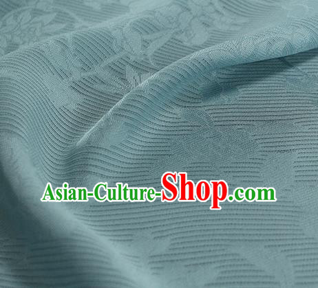 Traditional Chinese Classical Flowers Pattern Blue Silk Fabric Ancient Hanfu Silk Cloth