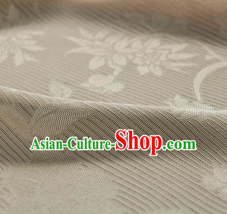 Traditional Chinese Classical Flowers Pattern Beige Silk Fabric Ancient Hanfu Silk Cloth