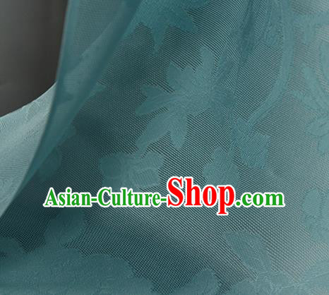 Traditional Chinese Classical Autumn Flowers Pattern Blue Silk Fabric Ancient Hanfu Dress Silk Cloth