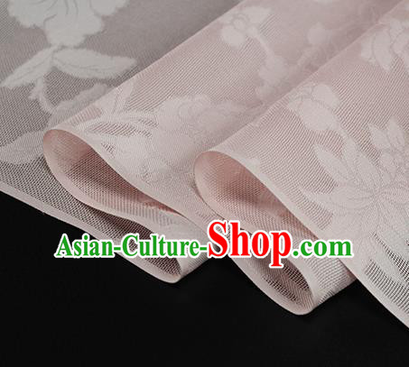 Traditional Chinese Classical Autumn Flowers Pattern Pink Silk Fabric Ancient Hanfu Dress Silk Cloth