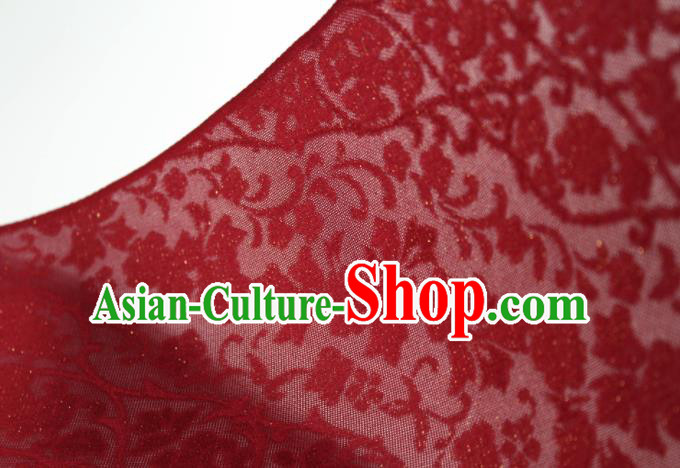 Traditional Chinese Classical Twine Flowers Pattern Red Silk Fabric Ancient Hanfu Dress Silk Cloth