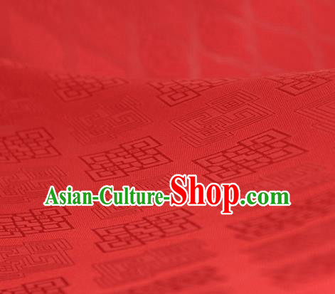 Traditional Chinese Classical Rhombus Pattern Red Silk Fabric Ancient Hanfu Dress Silk Cloth