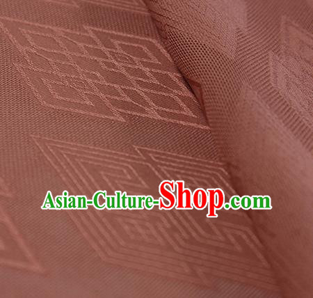 Traditional Chinese Classical Rhombus Pattern Brown Red Silk Fabric Ancient Hanfu Dress Silk Cloth