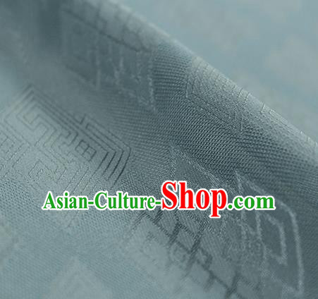 Traditional Chinese Classical Rhombus Pattern Blue Grey Silk Fabric Ancient Hanfu Dress Silk Cloth