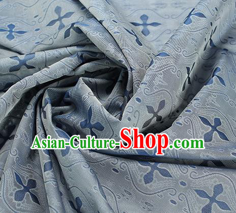 Traditional Chinese Classical Pattern Blue Silk Fabric Ancient Hanfu Dress Silk Cloth