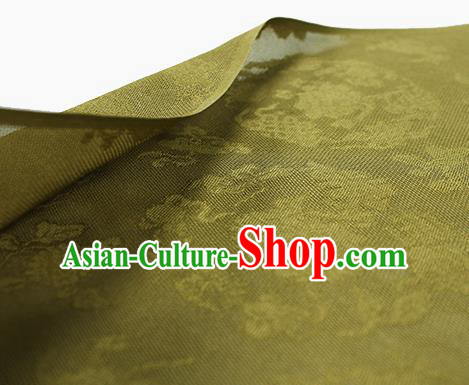 Traditional Chinese Classical Peony Pattern Olive Green Silk Fabric Ancient Hanfu Dress Silk Cloth