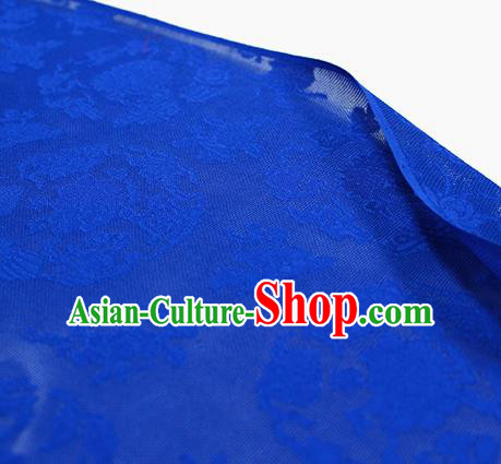 Traditional Chinese Classical Peony Pattern Royalblue Silk Fabric Ancient Hanfu Dress Silk Cloth