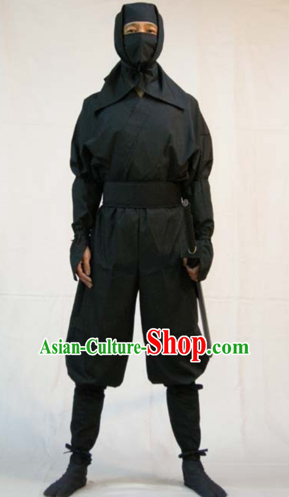 Ancient Asian Japanese Ninja Costume Fighter Costumes Complete Set for Men or Women