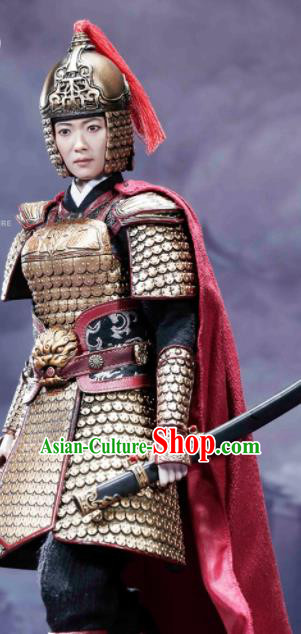 Chinese Ancient Cosplay Female General Armor and Helmet Traditional Song Dynasty Hua Mulan Costumes Complete Set for Women